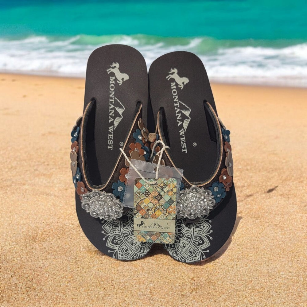Montana West Women's Blue and Brown Sandals